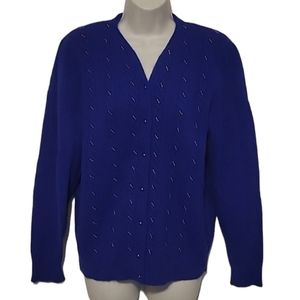 Vintage Club Classic by Price Club Deep Blue  Angora/Lambswool Beaded Ca…
